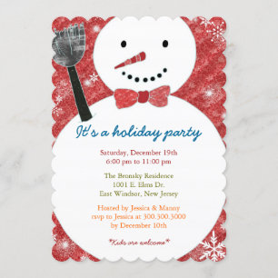 Joyful Bow Tie Snowman Holiday Party Invitation
