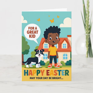 Joyful Boy And Dog Friend Card
