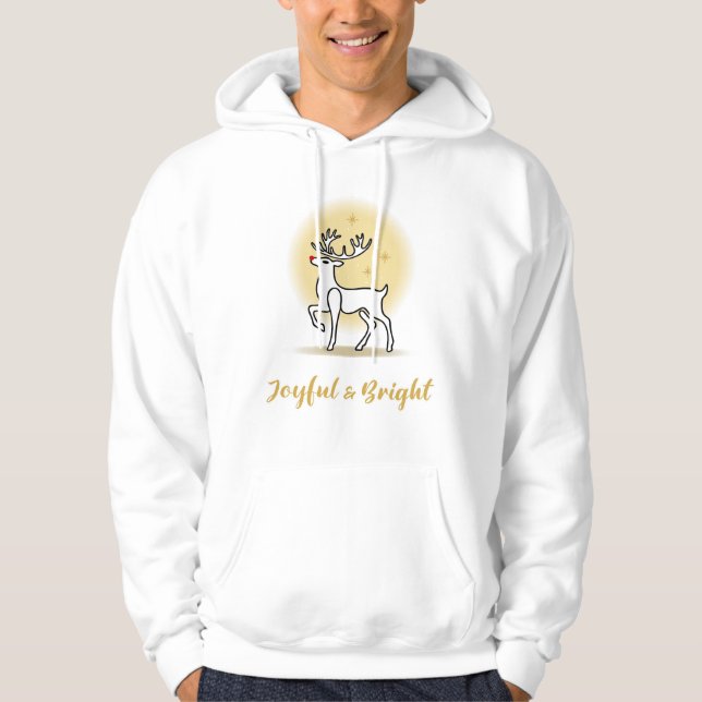 Joyful & Bright Christmas Reindeer Hoodie (Front)