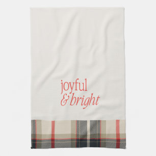 Joyful & Bright Cosy Winter Plaid Holiday Tea Towel
