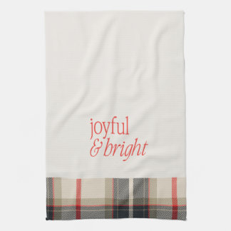 Joyful & Bright Cosy Winter Plaid Holiday Tea Towel