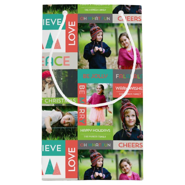 Joyful & Bright Holiday Photo Print Small Gift Bag (Back)