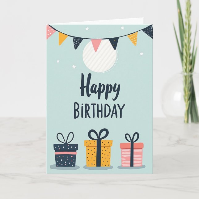 Joyful Bunting Birthday Card (Front)