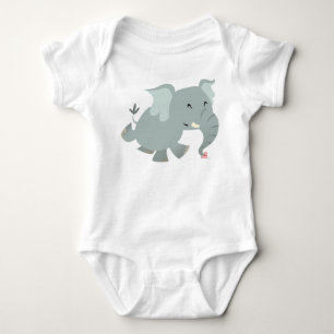 Joyful Cartoon Elephant Baby Apparel Bodysuit