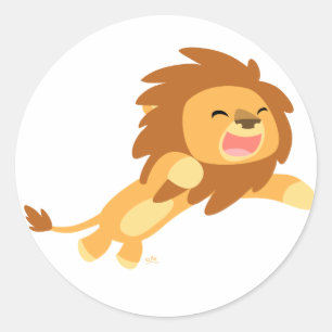 Joyful Cartoon Lion round sticker