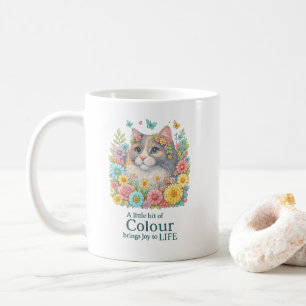Joyful Cat & Flower Mug