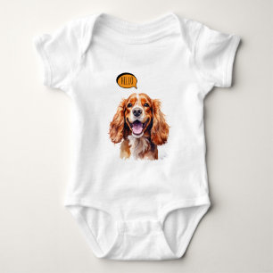 Joyful Cavalier King Charles Spaniel in Watercolo Baby Bodysuit