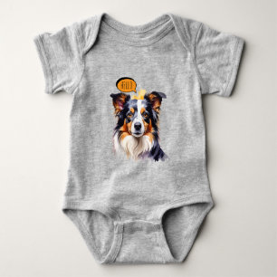 Joyful Cavalier King Charles Spaniel in Watercolo Baby Bodysuit