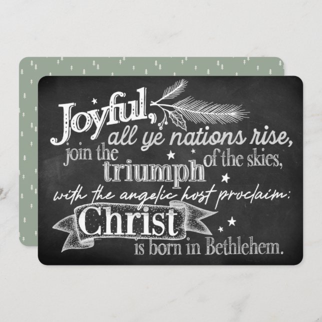 Joyful | Chalkboard Typography Flat Holiday Card (Front/Back)