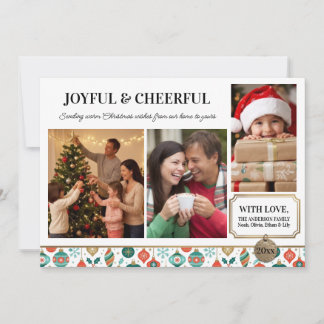 Joyful & Cheerfu Bold Stripes Christmas Photo Card