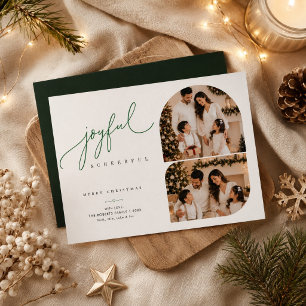 Joyful & Cheerful Script Arch Christmas Photo Holiday Card