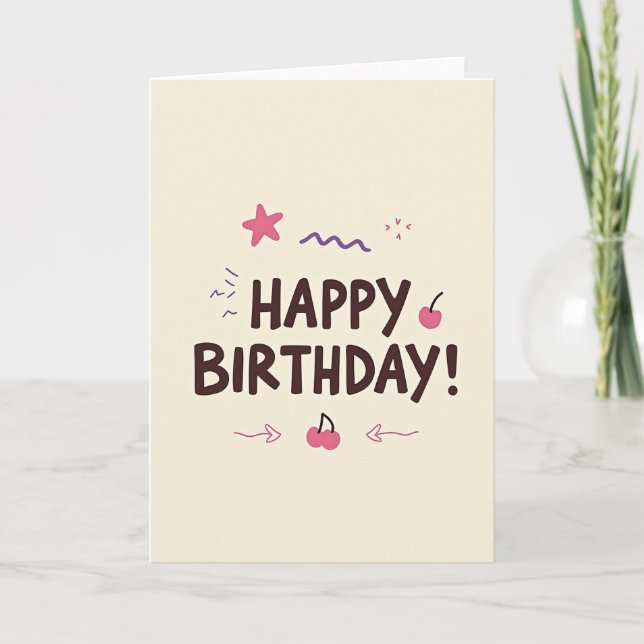 Joyful Cherry Birthday Card (Front)