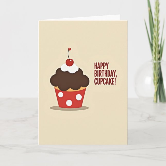 Joyful Cherry Cupcake Card (Front)