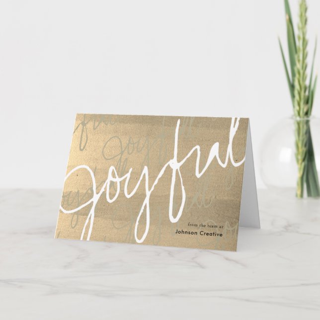 Joyful Chic Gold Business Holiday Christmas Card (Front)