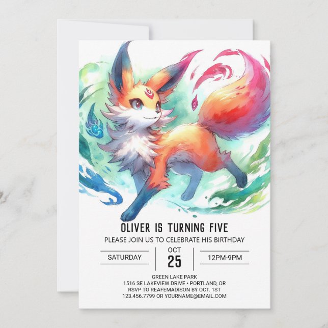Joyful Children Fox Birthday Invitation (Front)