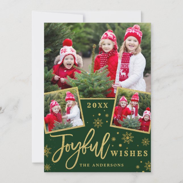 Joyful Christmas 3 PHOTO Holiday Greeting Card (Front)