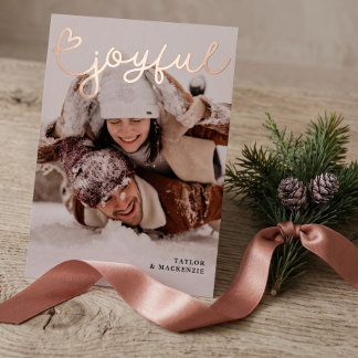 Joyful Christmas Add Your Own Photo and Text Foil Holiday Card