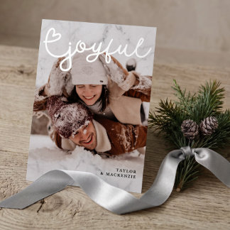 Joyful Christmas Add Your Own Photo and Text Foil Holiday Card