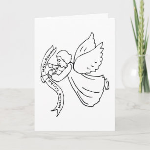 Joyful Christmas Angel Black White Sketch Holidays Holiday Card