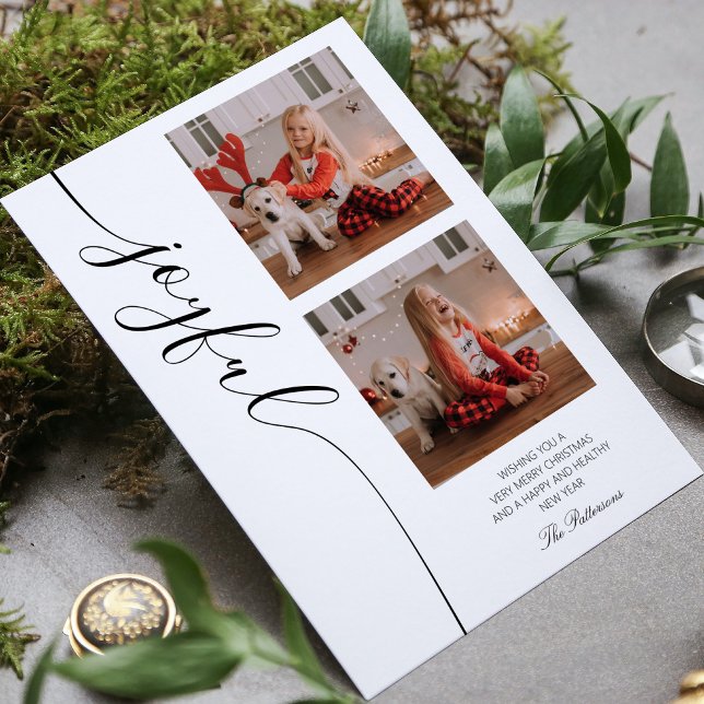 Joyful Christmas Calligraphy Script Photo Picture Holiday Card (Creator Uploaded)