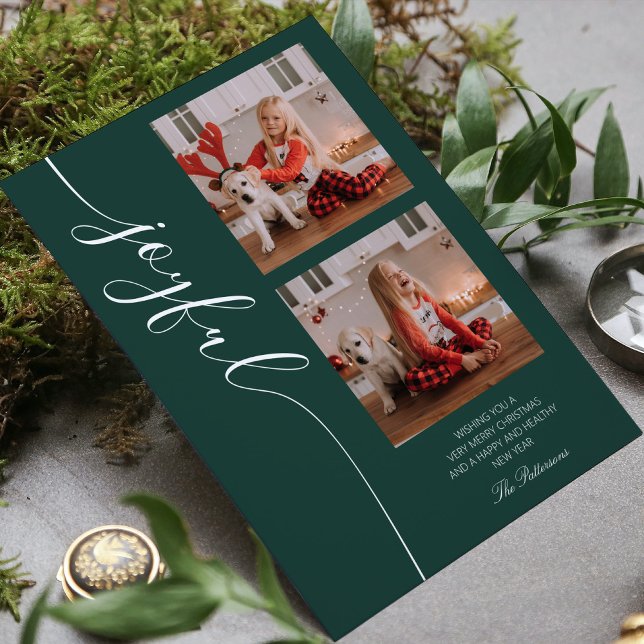 Joyful Christmas Calligraphy Script Photo Picture Holiday Card (Creator Uploaded)