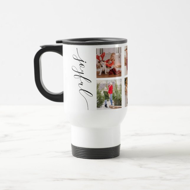 Joyful Christmas Calligraphy Script Photo Picture Travel Mug (Left)