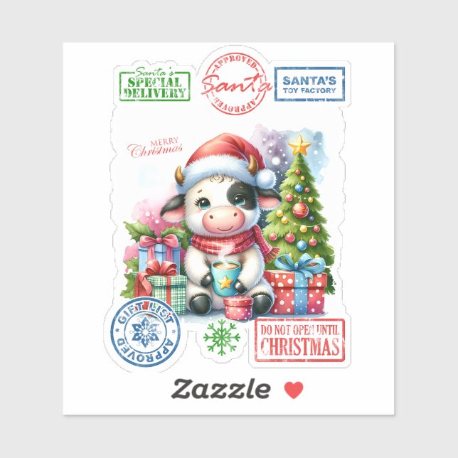 Joyful Christmas Cow With Gifts! (Sheet)