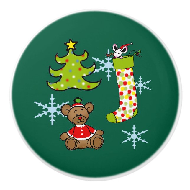 joyful Christmas decorations Ceramic Knob (Front)