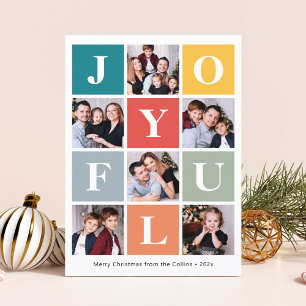 Joyful Christmas Festive Colors 6 Photo Collage Holiday Card