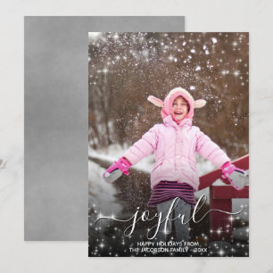 Joyful Christmas Festive Stars Photo Grey Holiday Card
