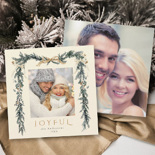 Joyful Christmas Frame 2 Photo Ivory Square  Holiday Card