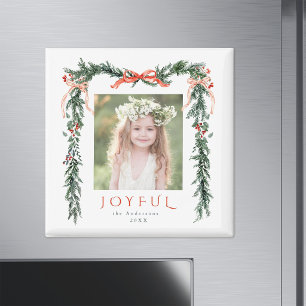 Joyful Christmas Frame Photo Holiday Magnet