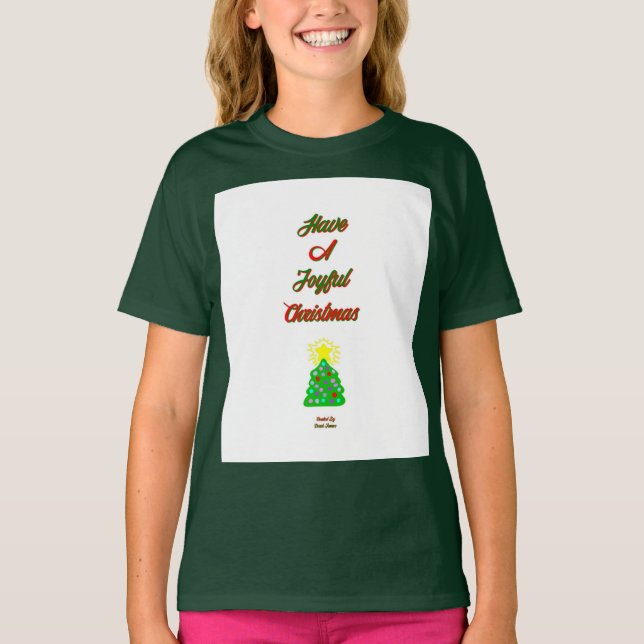 Joyful Christmas Girls Deep Forest Basic T Shirt (Front)