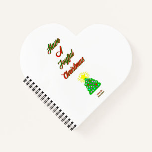 Joyful Christmas Heart Shaped Spiral Notebook