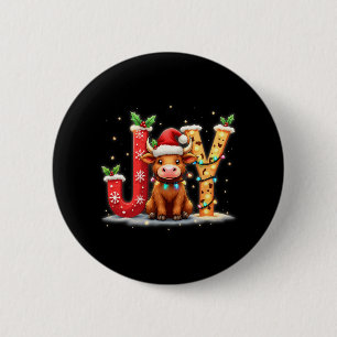 Joyful Christmas Highland Cow Family Funny Matchin 6 Cm Round Badge