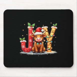 Joyful Christmas Highland Cow Family Funny Matchin Mouse Mat