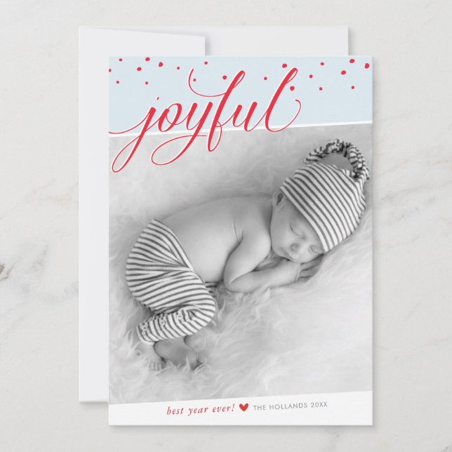 JOYFUL CHRISTMAS HOLIDAY stylish calligraphy red (Front)
