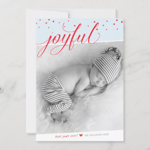 JOYFUL CHRISTMAS HOLIDAY stylish calligraphy red Card
