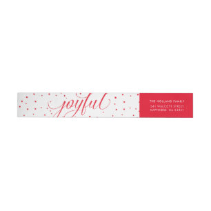 JOYFUL CHRISTMAS HOLIDAY stylish calligraphy red Wrap Around Label