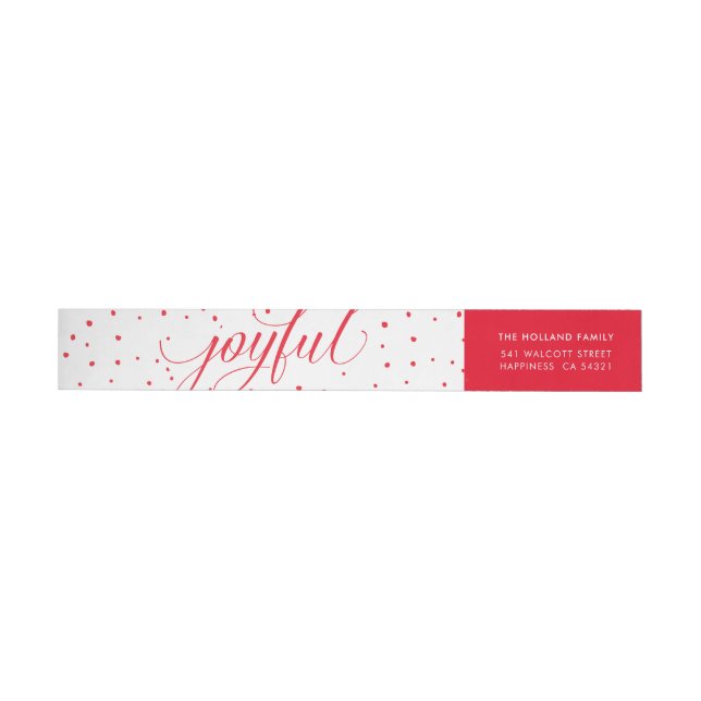 JOYFUL CHRISTMAS HOLIDAY stylish calligraphy red Wrap Around Label (Individual)