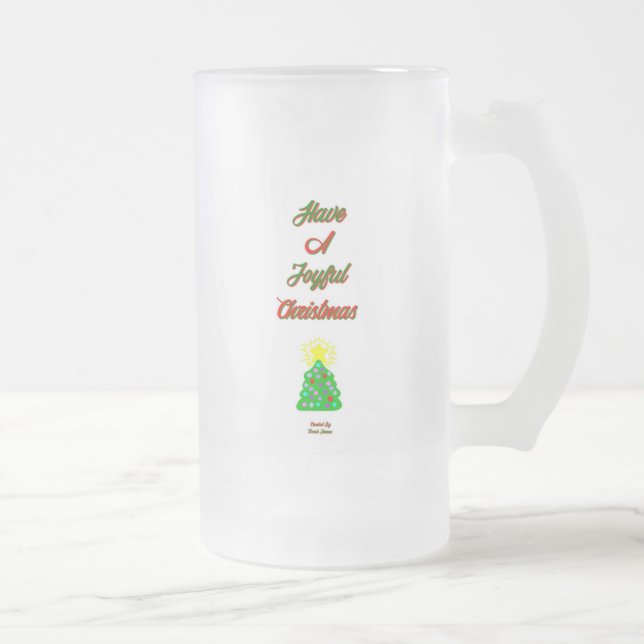 Joyful Christmas Large Frosted Glass Mug (Right)