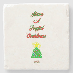 Joyful Christmas Marble Stone Coaster
