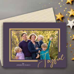 Joyful Christmas Minimalist Photo Holiday Card
