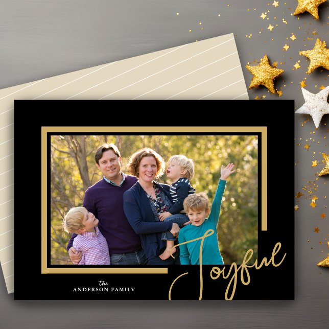 Joyful Christmas Minimalist Photo Holiday Card (Creator Uploaded)