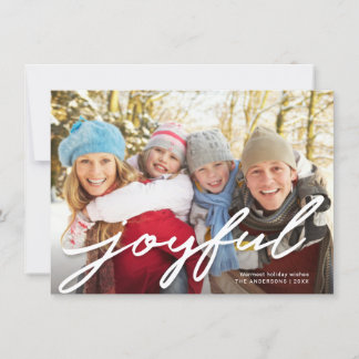 Joyful Christmas Modern Handwriting Script Photo Holiday Card