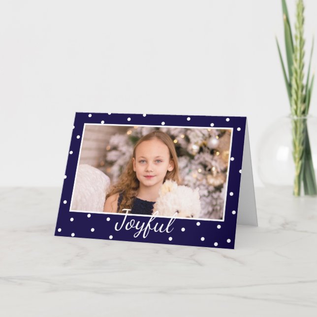 Joyful Christmas Modern Typography Custom Photo Holiday Card (Front)