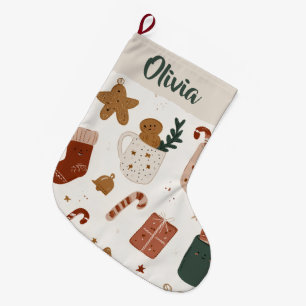 Joyful Christmas Pattern Custom Name Stocking