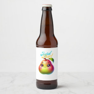 Joyful Christmas Pear Design for Fun Holiday Gifts Beer Bottle Label