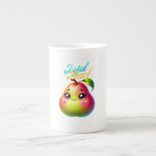 Joyful Christmas Pear Design for Fun Holiday Gifts Bone China Mug