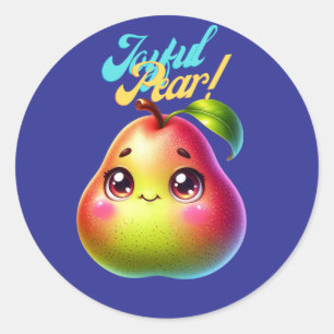 Joyful Christmas Pear Design for Fun Holiday Gifts Classic Round Sticker